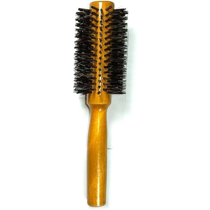 Round Bristle Hair Styling Brush with Natural Wood Handle and Wood Comb (Large) - Image 3